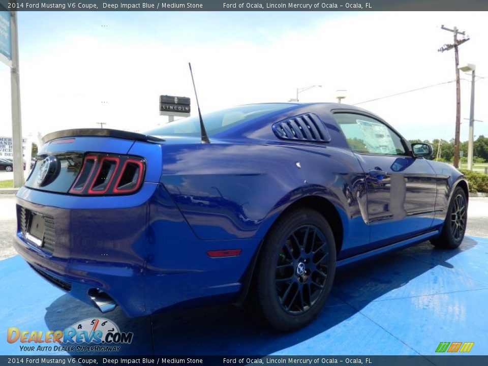 2014 Ford Mustang V6 Coupe Deep Impact Blue / Medium Stone Photo #3