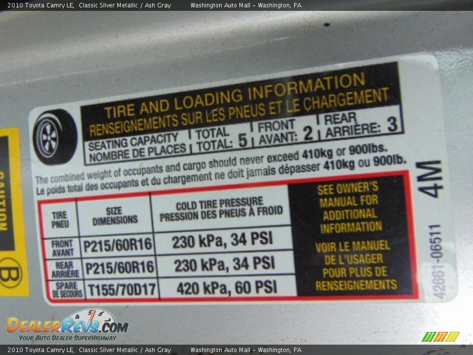 2010 Toyota Camry LE Classic Silver Metallic / Ash Gray Photo #18