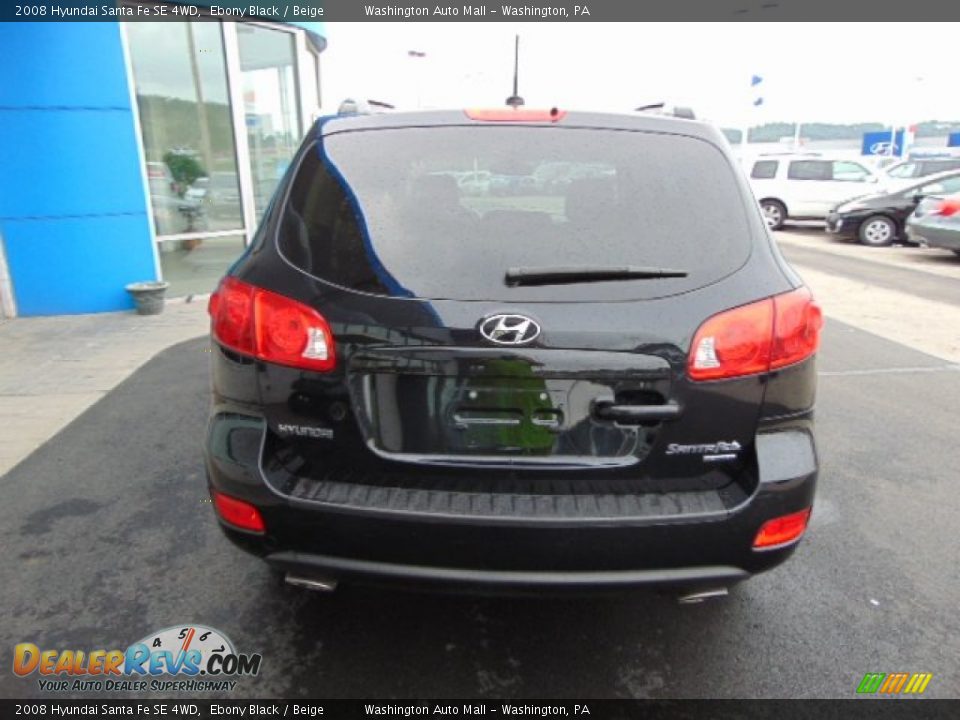 2008 Hyundai Santa Fe SE 4WD Ebony Black / Beige Photo #7