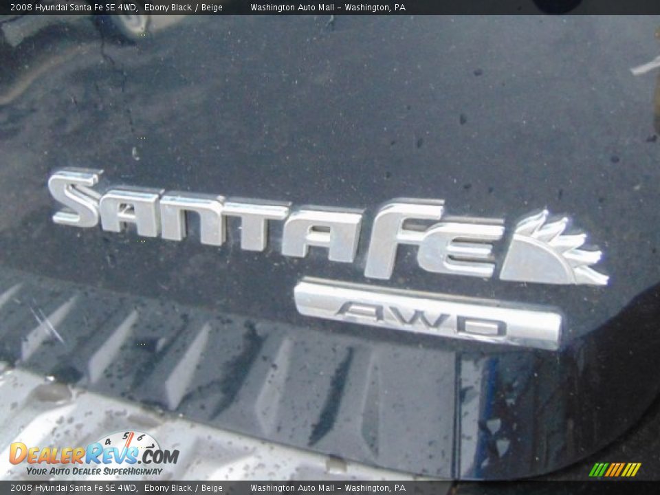 2008 Hyundai Santa Fe SE 4WD Ebony Black / Beige Photo #8