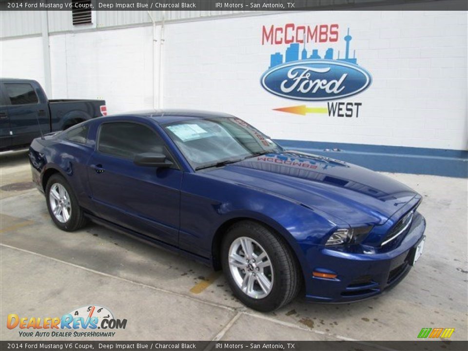 2014 Ford Mustang V6 Coupe Deep Impact Blue / Charcoal Black Photo #1