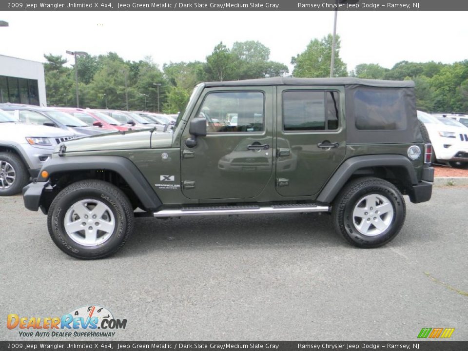 2009 Jeep Wrangler Unlimited X 4x4 Jeep Green Metallic / Dark Slate Gray/Medium Slate Gray Photo #10