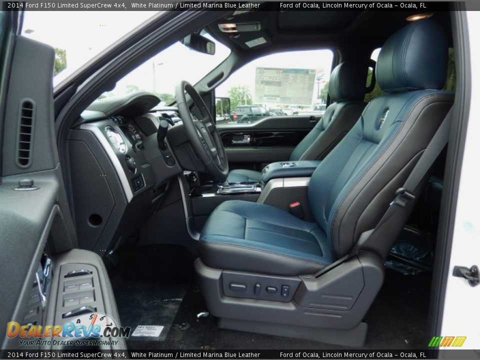 2014 Ford F150 Limited SuperCrew 4x4 White Platinum / Limited Marina Blue Leather Photo #6