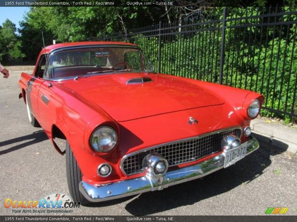 1955 Ford Thunderbird Convertible Torch Red / Red/White Photo #4