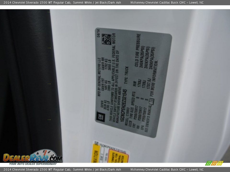 2014 Chevrolet Silverado 1500 WT Regular Cab Summit White / Jet Black/Dark Ash Photo #7