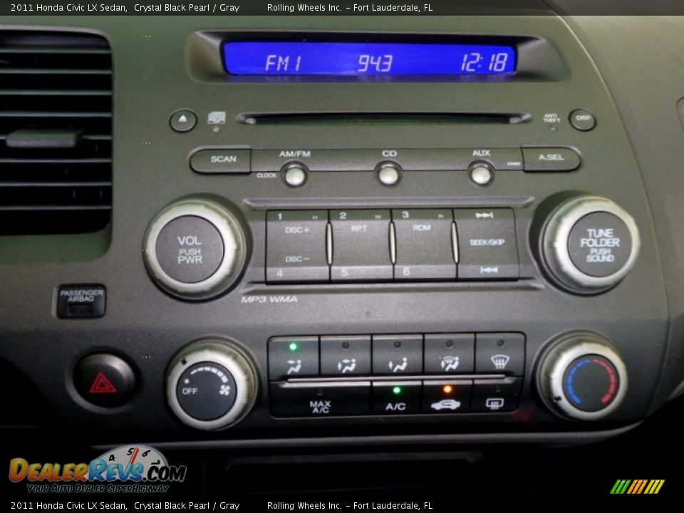 2011 Honda Civic LX Sedan Crystal Black Pearl / Gray Photo #6