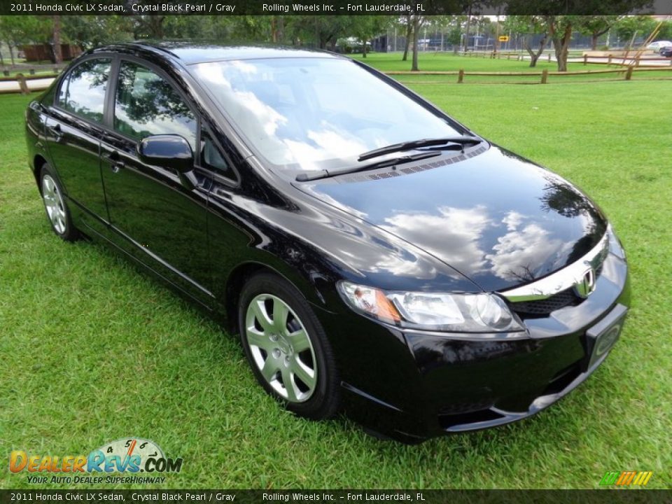2011 Honda Civic LX Sedan Crystal Black Pearl / Gray Photo #13
