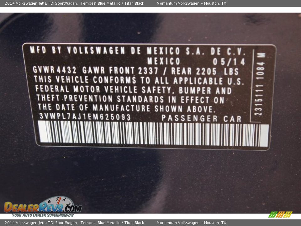 2014 Volkswagen Jetta TDI SportWagen Tempest Blue Metallic / Titan Black Photo #23