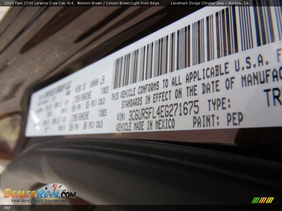 Ram Color Code PEP Western Brown