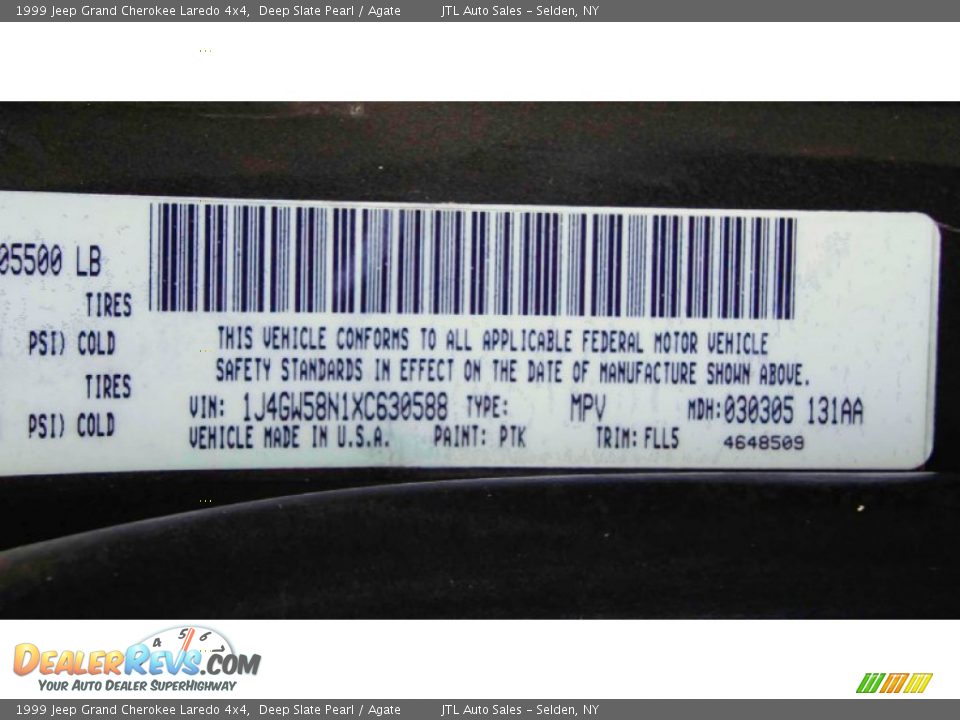 1999 Jeep Grand Cherokee Laredo 4x4 Deep Slate Pearl / Agate Photo #17