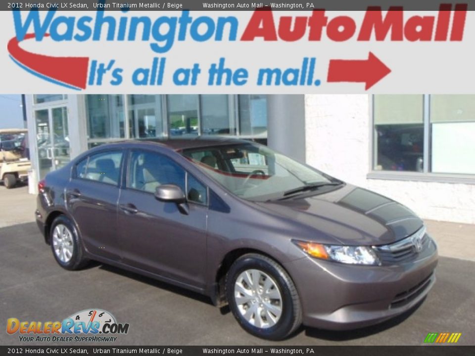 2012 Honda Civic LX Sedan Urban Titanium Metallic / Beige Photo #1