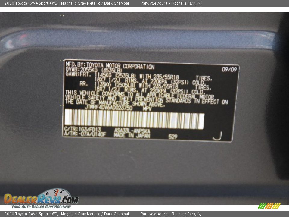 2010 Toyota RAV4 Sport 4WD Magnetic Gray Metallic / Dark Charcoal Photo #32