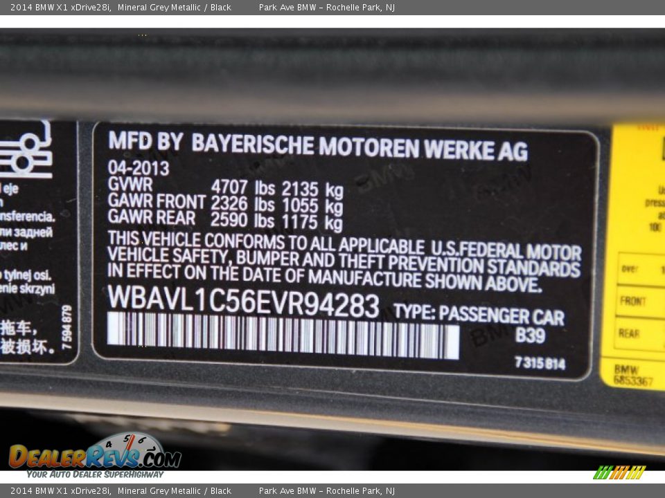 2014 BMW X1 xDrive28i Mineral Grey Metallic / Black Photo #33