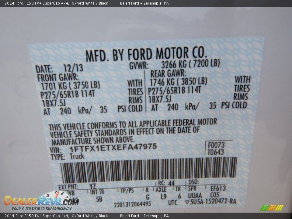 2014 Ford F150 FX4 SuperCab 4x4 Oxford White / Black Photo #20