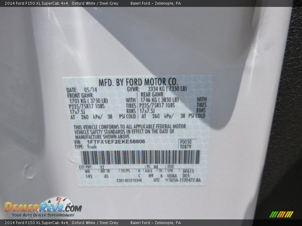 2014 Ford F150 XL SuperCab 4x4 Oxford White / Steel Grey Photo #20