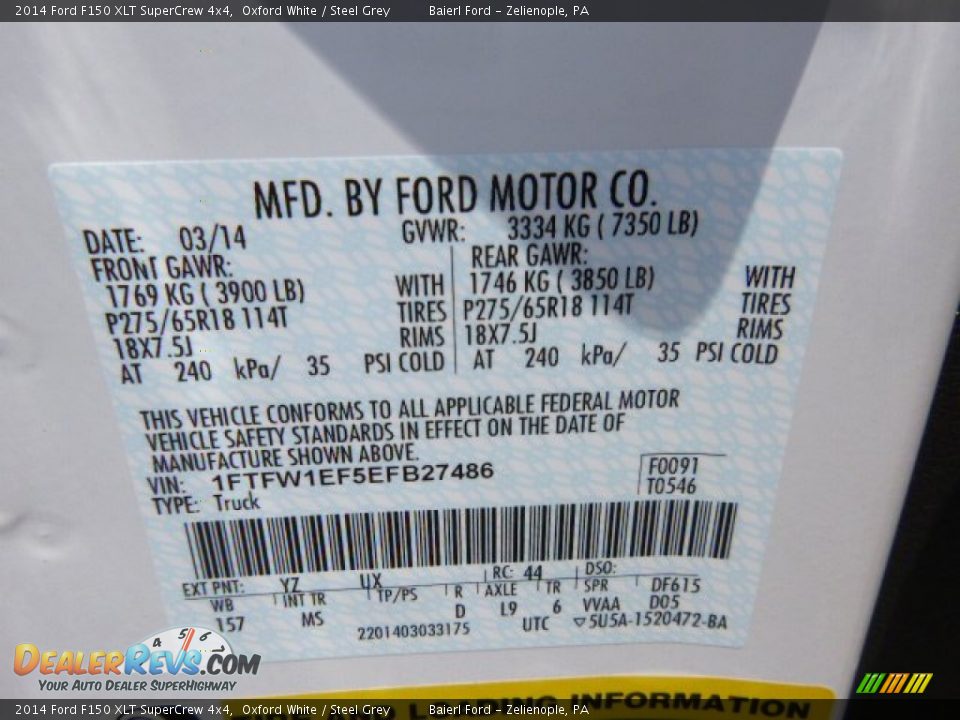 2014 Ford F150 XLT SuperCrew 4x4 Oxford White / Steel Grey Photo #20