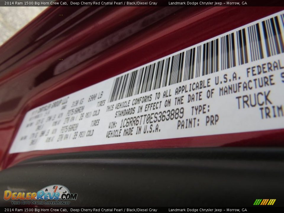 2014 Ram 1500 Big Horn Crew Cab Deep Cherry Red Crystal Pearl / Black/Diesel Gray Photo #10
