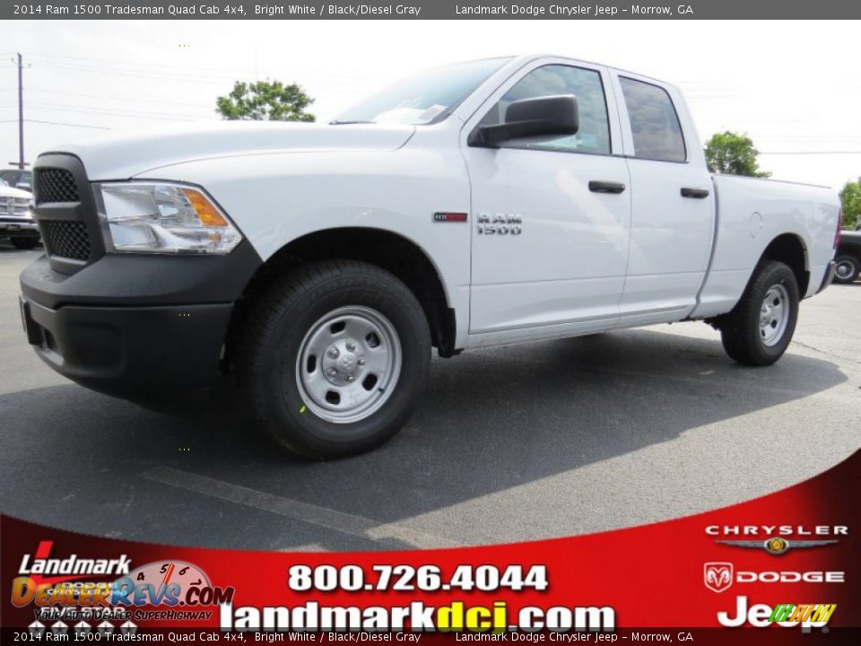 2014 Ram 1500 Tradesman Quad Cab 4x4 Bright White / Black/Diesel Gray Photo #1