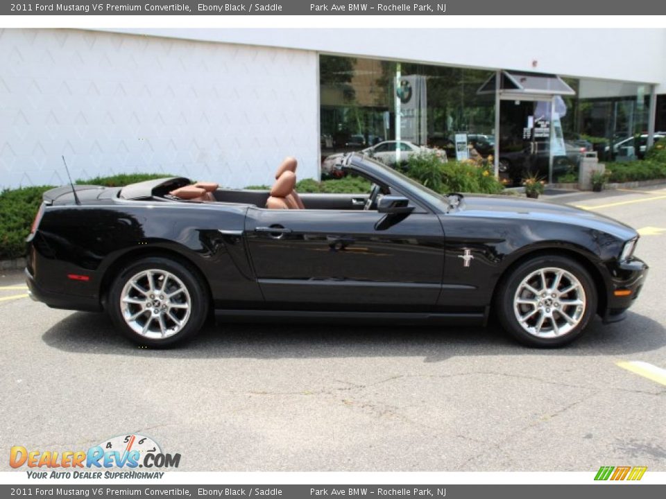 2011 Ford Mustang V6 Premium Convertible Ebony Black / Saddle Photo #3