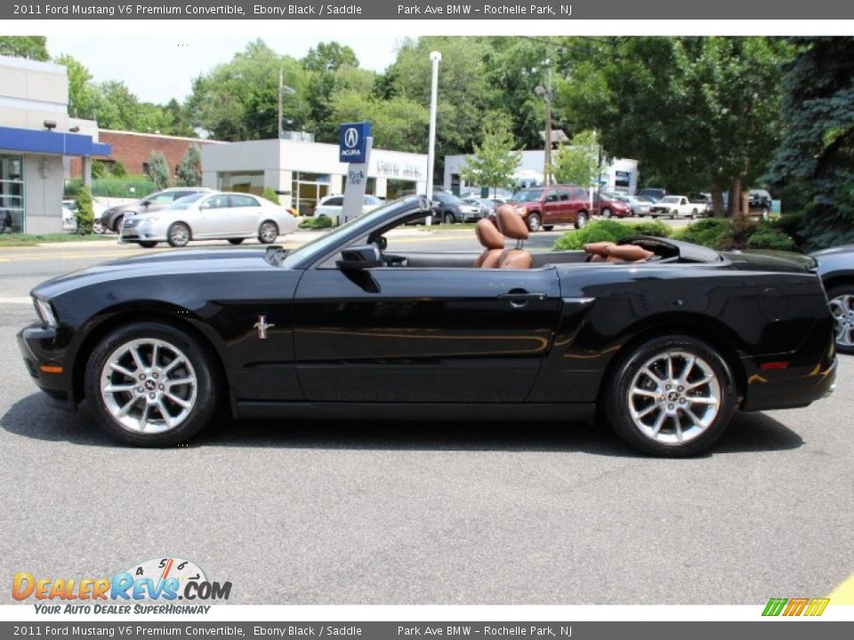 2011 Ford Mustang V6 Premium Convertible Ebony Black / Saddle Photo #7