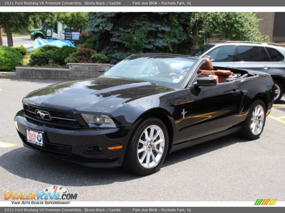 2011 Ford Mustang V6 Premium Convertible Ebony Black / Saddle Photo #8