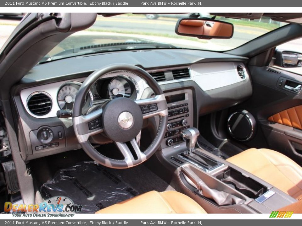 2011 Ford Mustang V6 Premium Convertible Ebony Black / Saddle Photo #11