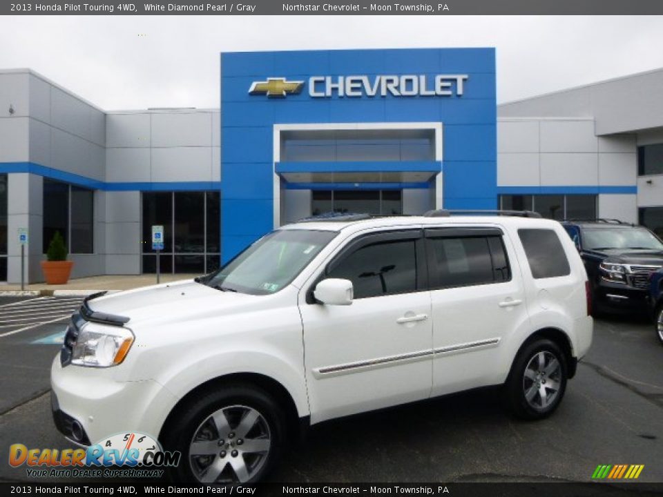 2013 Honda Pilot Touring 4WD White Diamond Pearl / Gray Photo #1