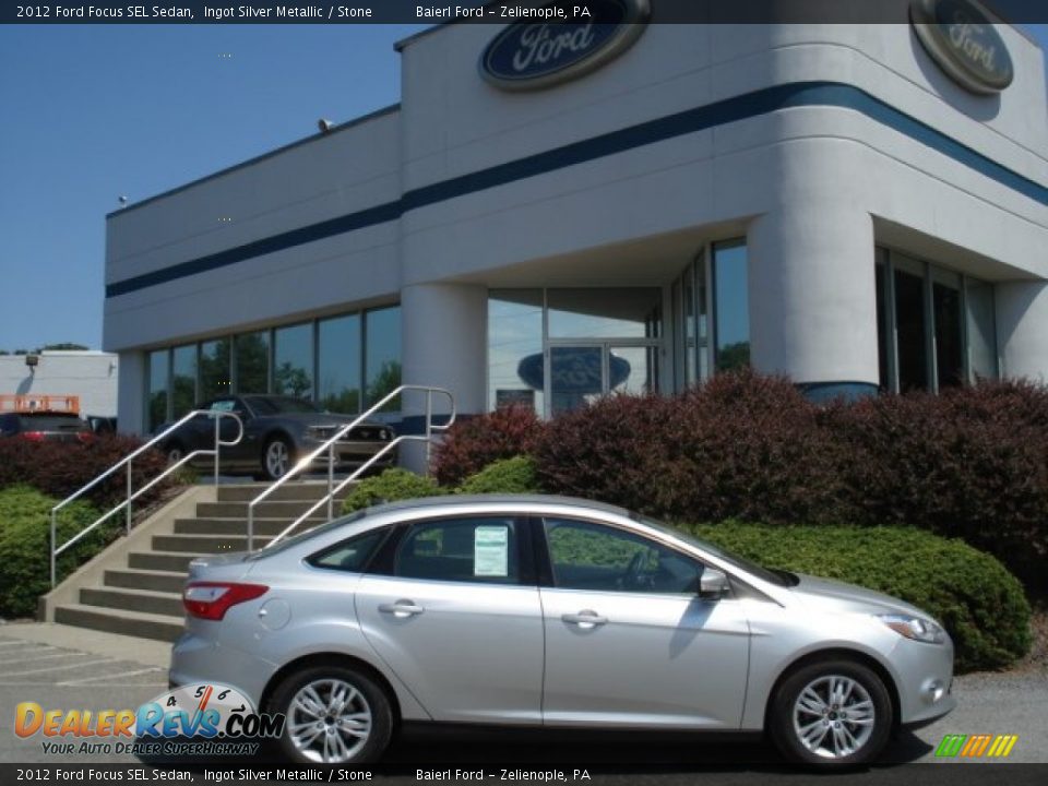 2012 Ford Focus SEL Sedan Ingot Silver Metallic / Stone Photo #1