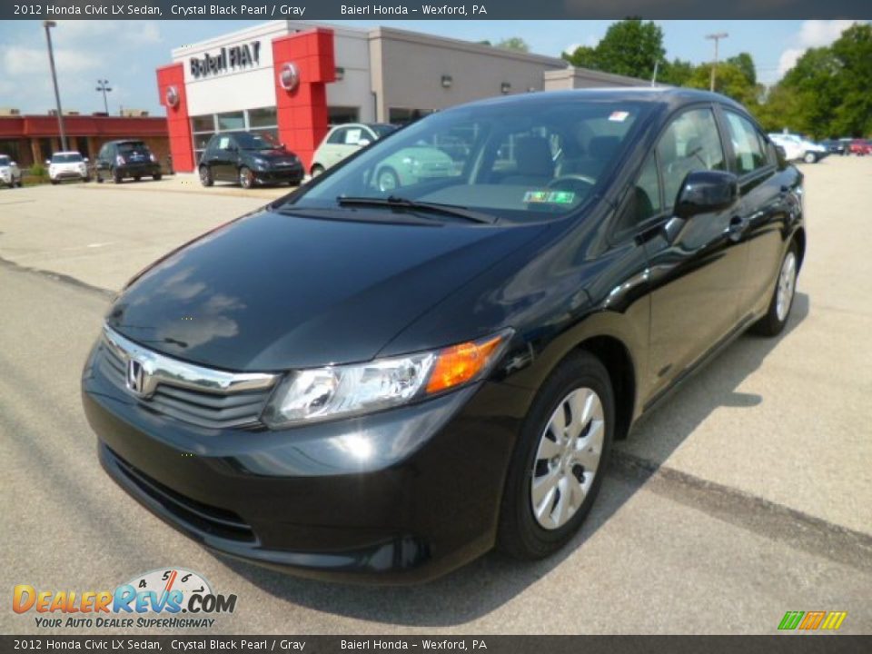 2012 Honda Civic LX Sedan Crystal Black Pearl / Gray Photo #3