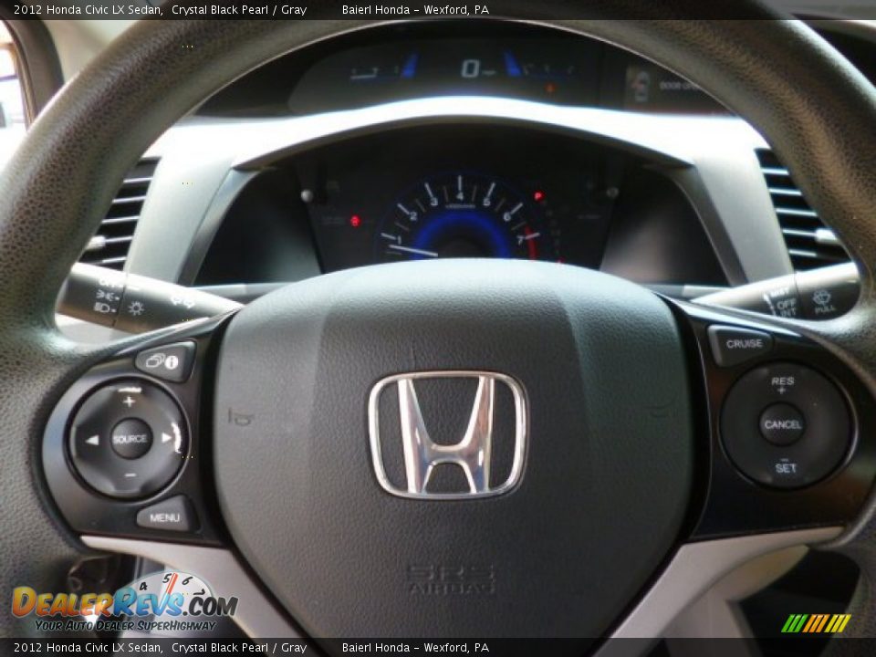 2012 Honda Civic LX Sedan Crystal Black Pearl / Gray Photo #18