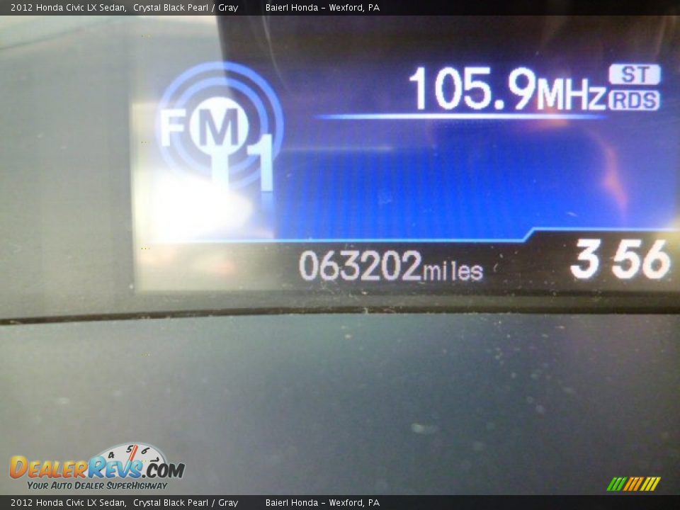 2012 Honda Civic LX Sedan Crystal Black Pearl / Gray Photo #20