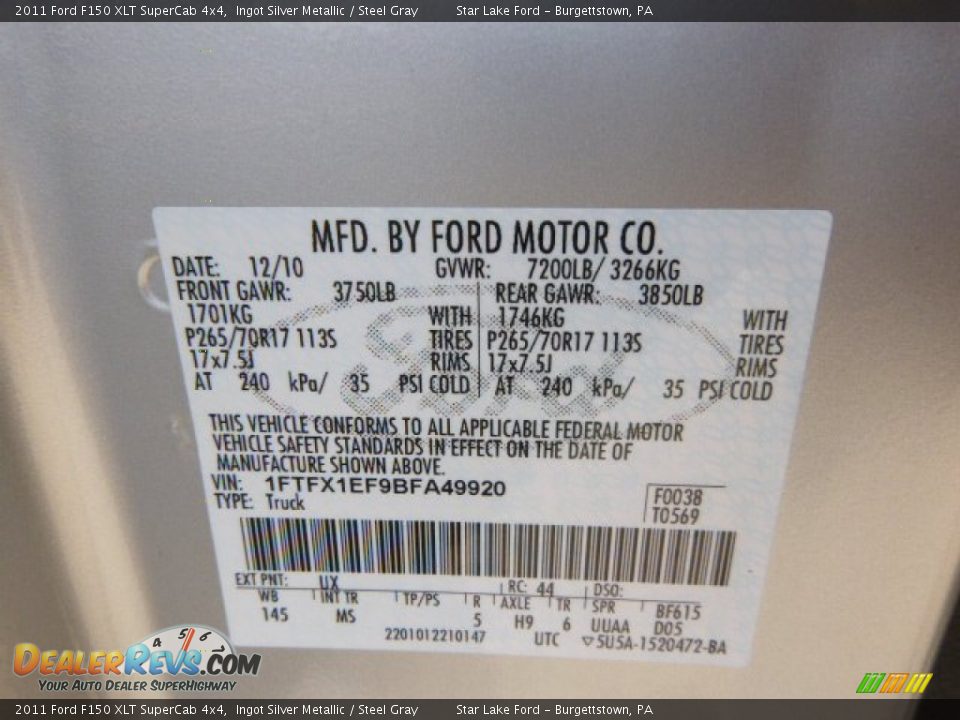 2011 Ford F150 XLT SuperCab 4x4 Ingot Silver Metallic / Steel Gray Photo #20