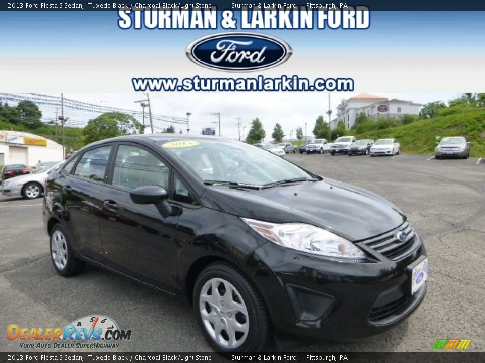 2013 Ford Fiesta S Sedan Tuxedo Black / Charcoal Black/Light Stone Photo #1