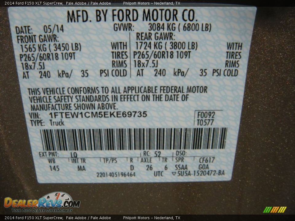 2014 Ford F150 XLT SuperCrew Pale Adobe / Pale Adobe Photo #35