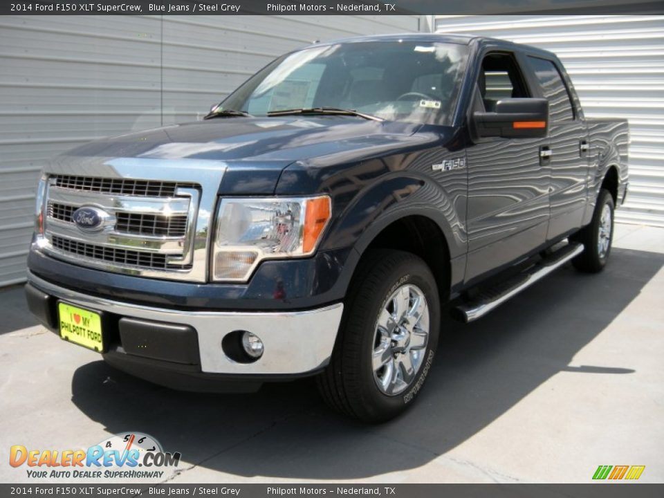 2014 Ford F150 XLT SuperCrew Blue Jeans / Steel Grey Photo #7