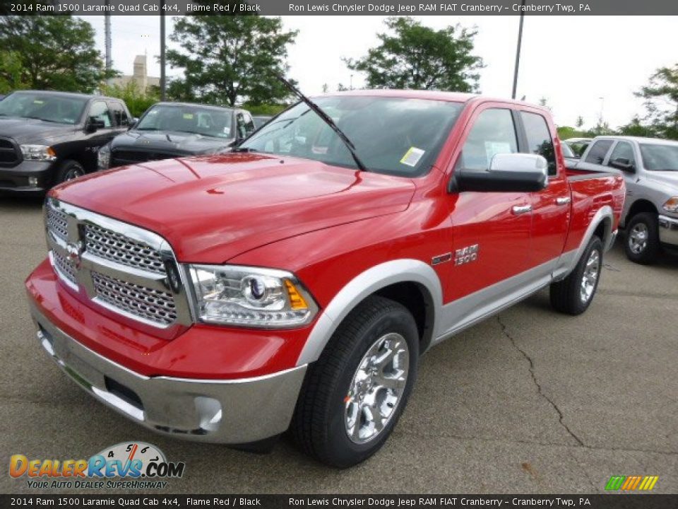2014 Ram 1500 Laramie Quad Cab 4x4 Flame Red / Black Photo #2