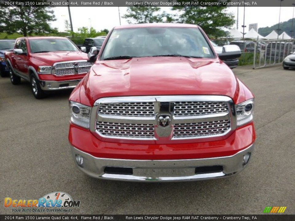 2014 Ram 1500 Laramie Quad Cab 4x4 Flame Red / Black Photo #3
