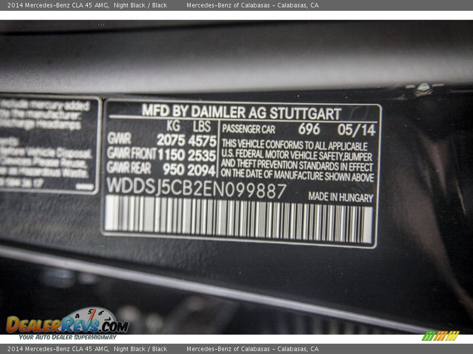 2014 Mercedes-Benz CLA 45 AMG Night Black / Black Photo #7