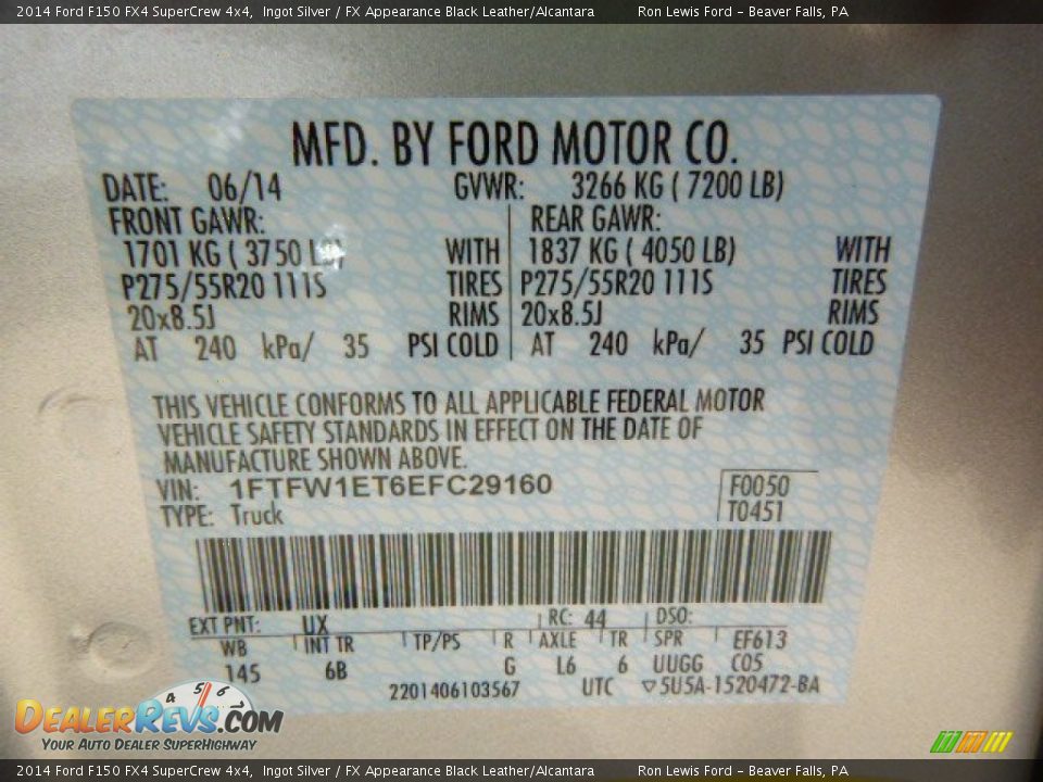 2014 Ford F150 FX4 SuperCrew 4x4 Ingot Silver / FX Appearance Black Leather/Alcantara Photo #20