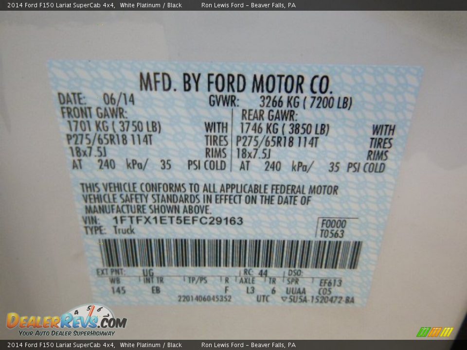 2014 Ford F150 Lariat SuperCab 4x4 White Platinum / Black Photo #20