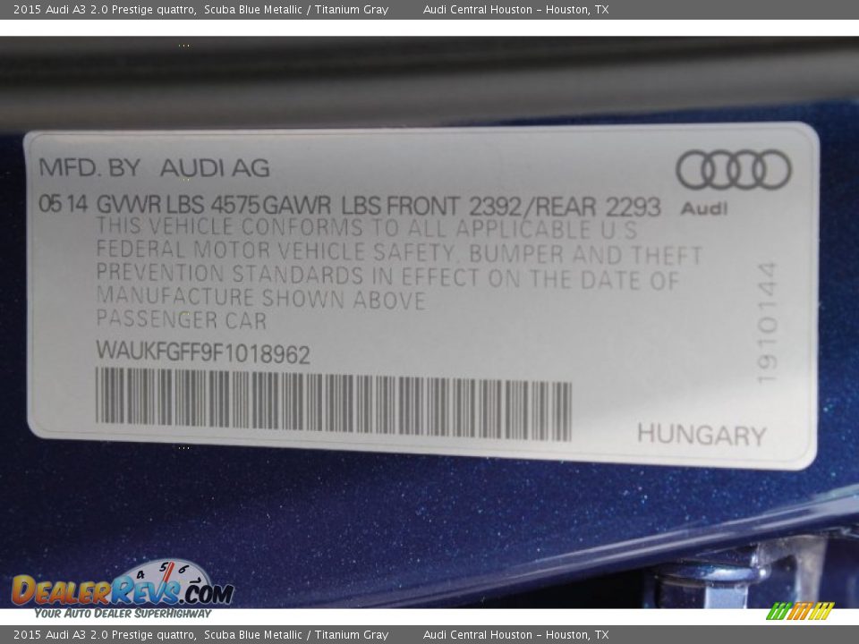 2015 Audi A3 2.0 Prestige quattro Scuba Blue Metallic / Titanium Gray Photo #25