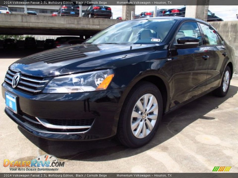 2014 Volkswagen Passat 2.5L Wolfsburg Edition Black / Cornsilk Beige Photo #3