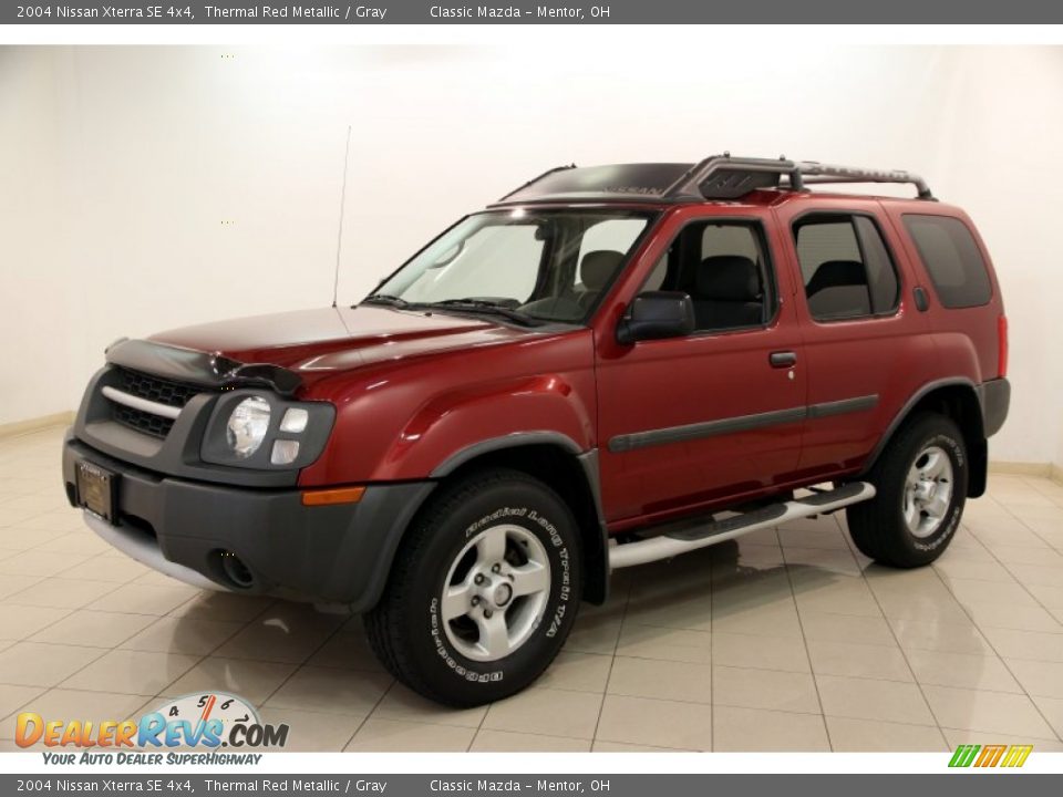 2004 Nissan Xterra SE 4x4 Thermal Red Metallic / Gray Photo #3