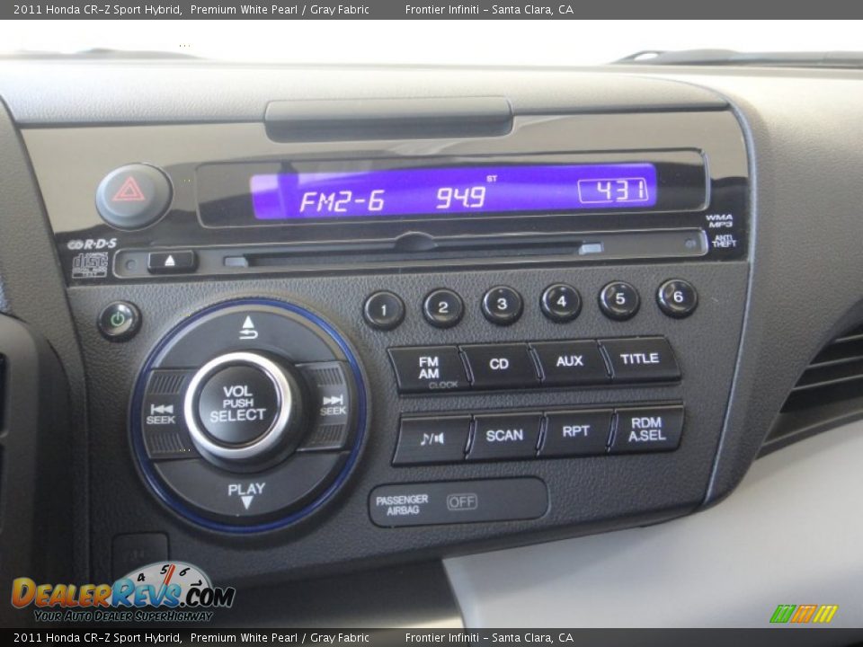 2011 Honda CR-Z Sport Hybrid Premium White Pearl / Gray Fabric Photo #10