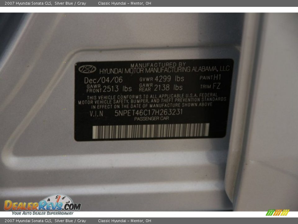 2007 Hyundai Sonata GLS Silver Blue / Gray Photo #14