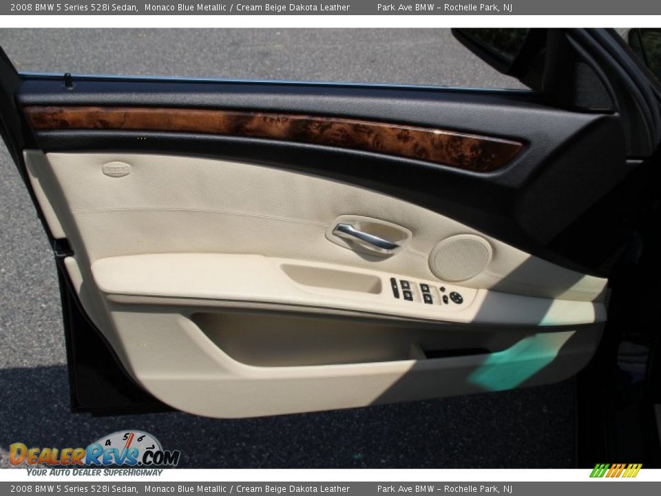 2008 BMW 5 Series 528i Sedan Monaco Blue Metallic / Cream Beige Dakota Leather Photo #9