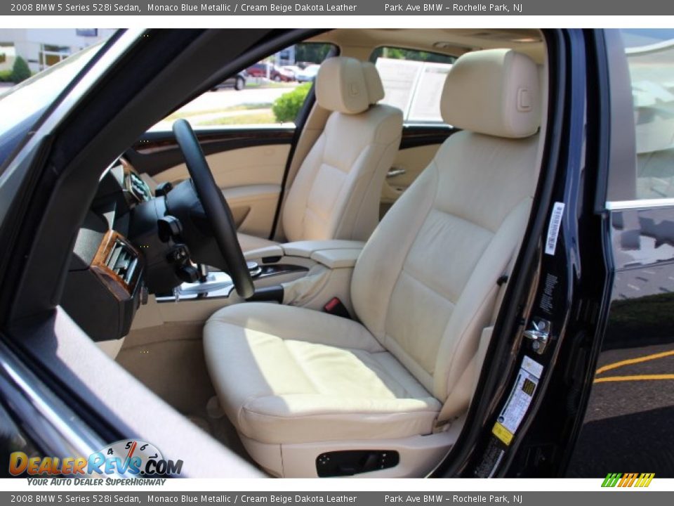 2008 BMW 5 Series 528i Sedan Monaco Blue Metallic / Cream Beige Dakota Leather Photo #12