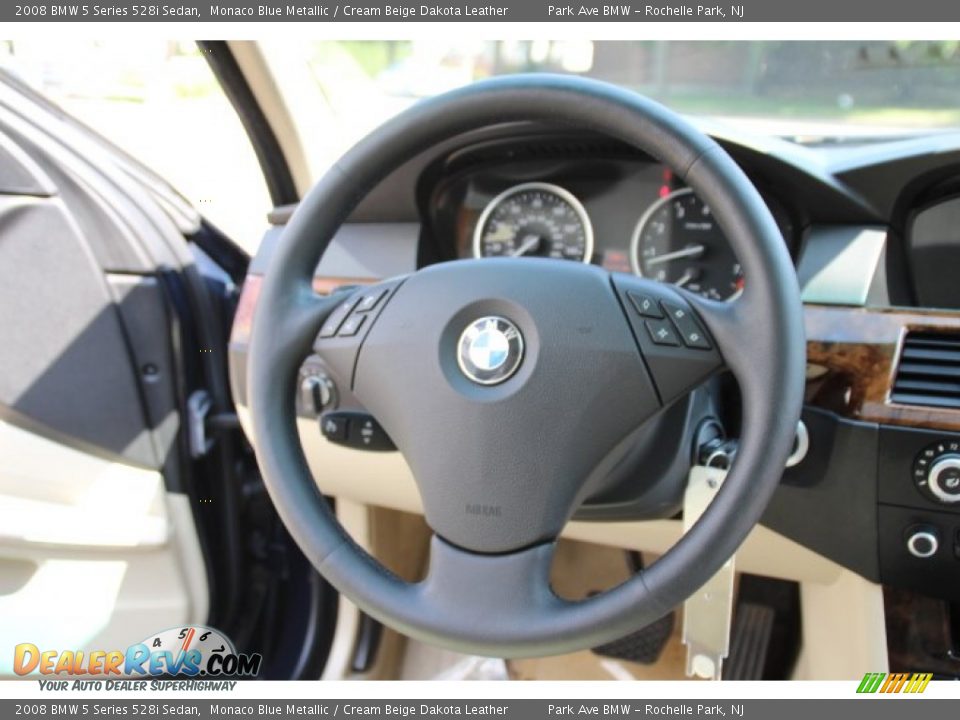 2008 BMW 5 Series 528i Sedan Monaco Blue Metallic / Cream Beige Dakota Leather Photo #17