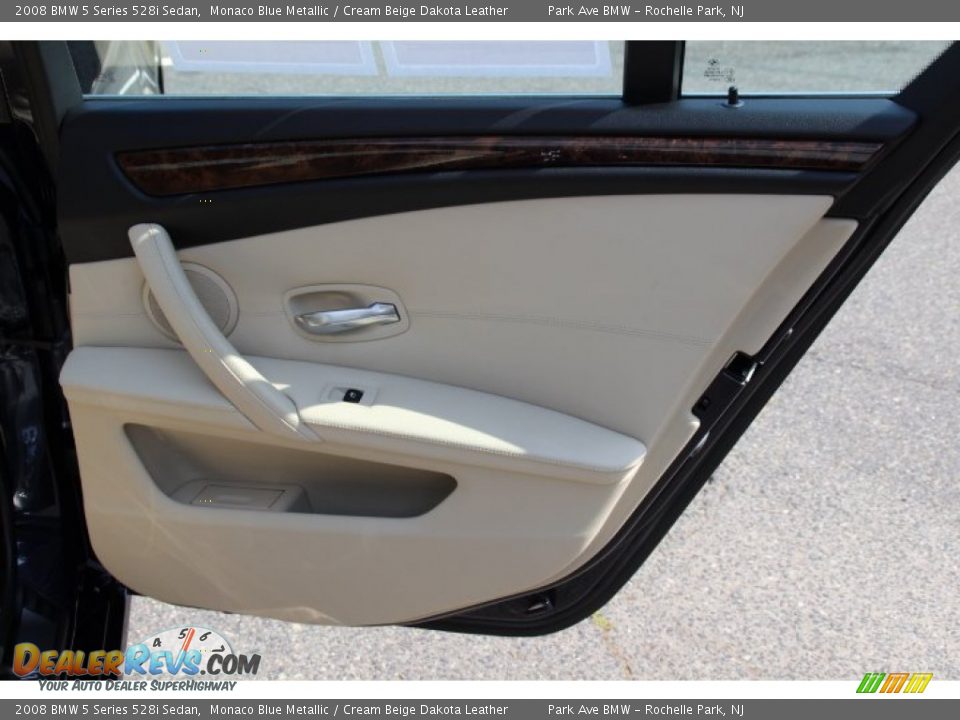 2008 BMW 5 Series 528i Sedan Monaco Blue Metallic / Cream Beige Dakota Leather Photo #22