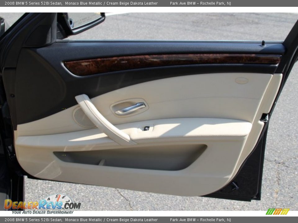 2008 BMW 5 Series 528i Sedan Monaco Blue Metallic / Cream Beige Dakota Leather Photo #24